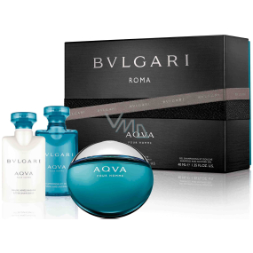 Bvlgari Aqva pour Homme Eau de Toilette for Men 50 ml + After Shave Balm 40 ml + Body and Hair Shower Gel 40 ml, Gift Set