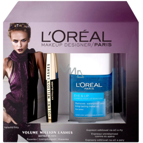 Loreal Paris Volume Million Lashes Mascara Extra Black 9 ml + Eye and Lip Make-up Remover Biphase make-up remover 125 ml, cosmetic set