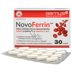 Barnys NovoFerrin is a source of a unique form of liposomal iron and vitamin C and D 30 capsules