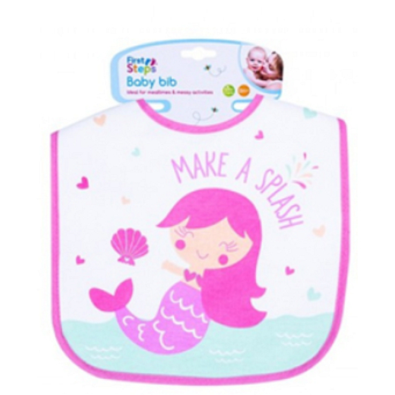 First Step Bib cotton pink mermaid 21 x 25 cm