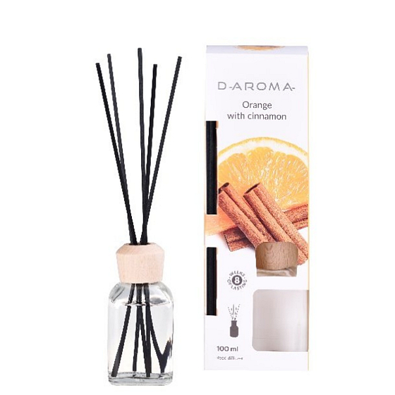 D-Aroma- Orange with Cinnamon - Orange and cinnamon aroma diffuser with sticks for gradual fragrance release 100 ml