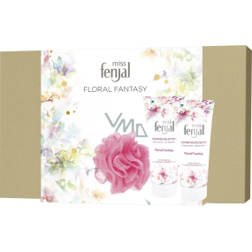 Fenjal Floral Fantasy shower gel for women 200 ml + body lotion 200 ml + washing sponge, cosmetic set