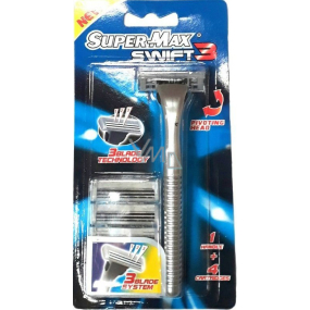 Super-Max Swift 3 razor 3-blade razor for men + spare head 3 pieces