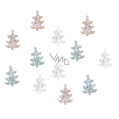 Wooden tree with glue White, brown and blue 3,5 cm 12 pieces