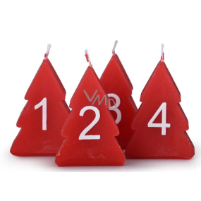 Emocio Advent Tree candle red 52 x 80 mm 4 pieces