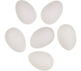Plastic eggs to decorate without string white 8 cm 6 pieces in bag