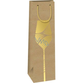 Ditipo Paper gift bag for bottle 12,3 x 36,2 x 7,8 cm Kraft - natural, golden cup