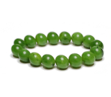 Jade bracelet elastic natural stone, ball 12 mm / 16 - 17 cm, stone of peace