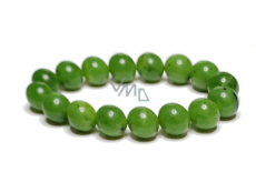 Jade bracelet elastic natural stone, ball 12 mm / 16 - 17 cm, stone of peace