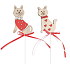 Wooden cat with bow 7,5 cm + skewer 1 piece, various motifs