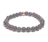 Rubelite burgundy red bracelet elastic natural stone, ball 6 mm / 16 - 17 cm