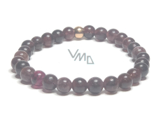 Rubelite burgundy red bracelet elastic natural stone, ball 6 mm / 16 - 17 cm