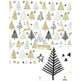 Nekupto Christmas gift wrapping paper 70 x 200 cm White black, gold, silver trees