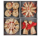 Straw ornaments with red thread for hanging 14 pieces