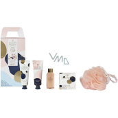 Grace Cole Orange & Ylang Ylang body cream 50 ml + hand and nail cream 50 ml + shower gel 50 ml + bath beads 80 g + bath sponge, cosmetic set for women