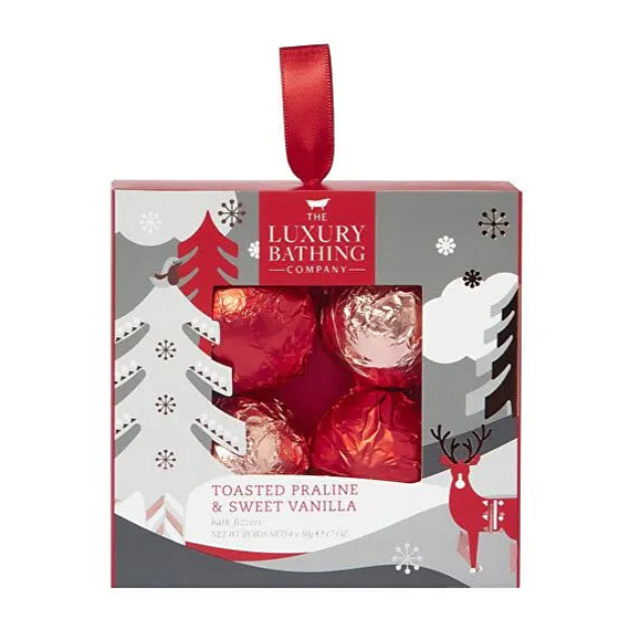 Grace Cole Christmas Candy & Vanilla Sparkling Bath Balls 4 x 50 g, cosmetic set for women
