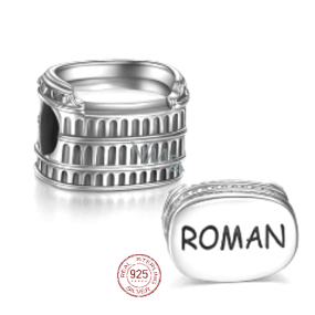 Sterling silver 925 Rome - Colosseum, travel bracelet bead
