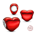 Sterling Silver 925 Metallic Red Heart Bead Bracelet Love