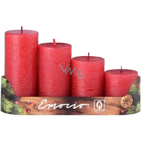 Emocio Advent rustic metal red candle cylinder 4 pieces