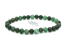 Fuchsite bracelet elastic natural stone, ball 6 mm / 16-17 cm, confidence, reflection, courage