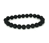 Tourmaline black facet bracelet elastic natural stone, ball 6 mm / 16 - 17 cm, guardian of good mood