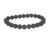 Tourmaline black matte bracelet elastic natural stone, ball 8 mm / 16 - 17 cm, guardian of good mood