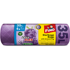 Fino trash bags Zeus Flex Lavender retractable, 28 µ, 53 × 59 cm, 35 l, 12 pcs Fino trash bags Zeus Flex Lavender retractable, 28 µ, 53 × 59 cm, 35 l, 12 pcs