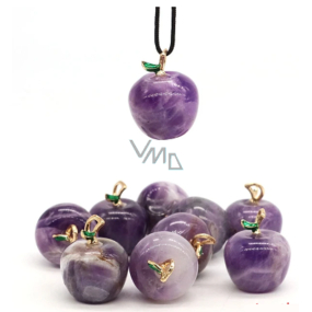 Amethyst Apple of Knowledge pendant, natural stone 2,7 x 15 mm, hand carved stone of kings and bishops