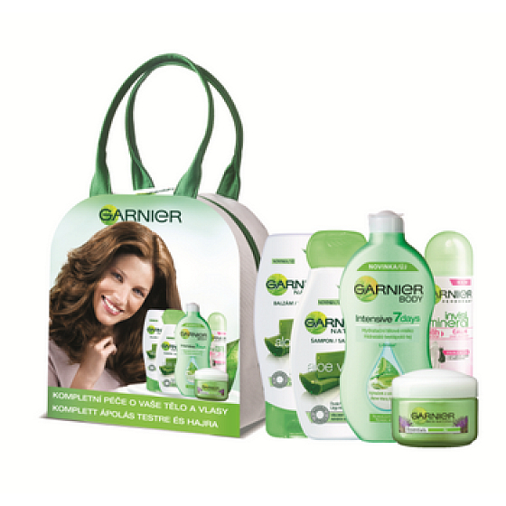 Garnier Complete care day cream + deo + body lotion + shampoo + balm, cosmetic set