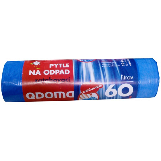QDoma Trash bags blue retractable 60 liters, 60 x 70 cm, 10 pieces
