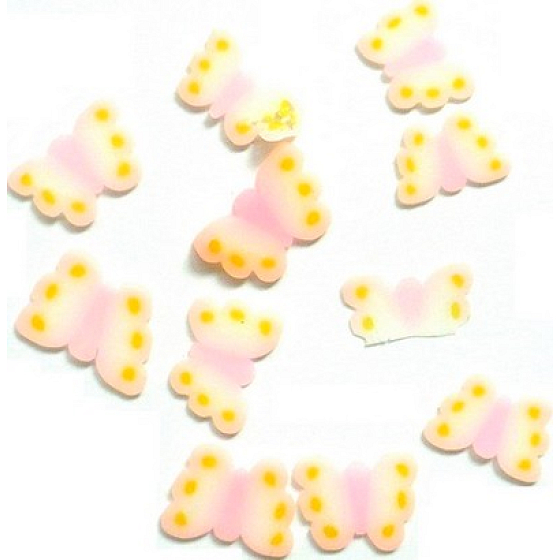 Professional Nail decorations butterflies pink-yellow 132 1 package