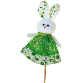 Bunny made of fabric green skirt recess 10 cm + skewers