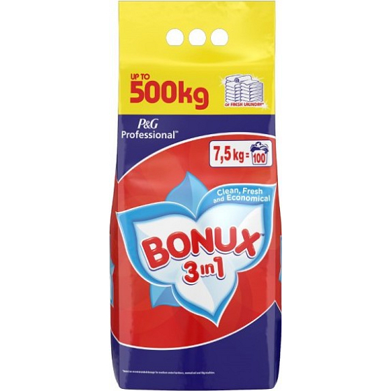 Bonux Regular 3 in 1 washing powder for white laundry 100 doses 7.5 kg