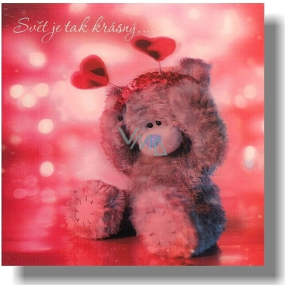 Me to You Congratulations to the envelope 3D The world is so beautiful Bear with a headband 15.5 x 15.5 cm
