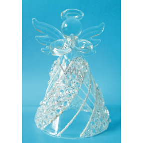 Glass angel with stones for standing 8 cm