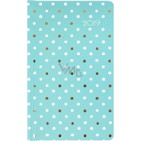 Albi Diary 2019 pocket weekly Turquoise with polka dots 15.5 x 9.5 x 1.2 cm