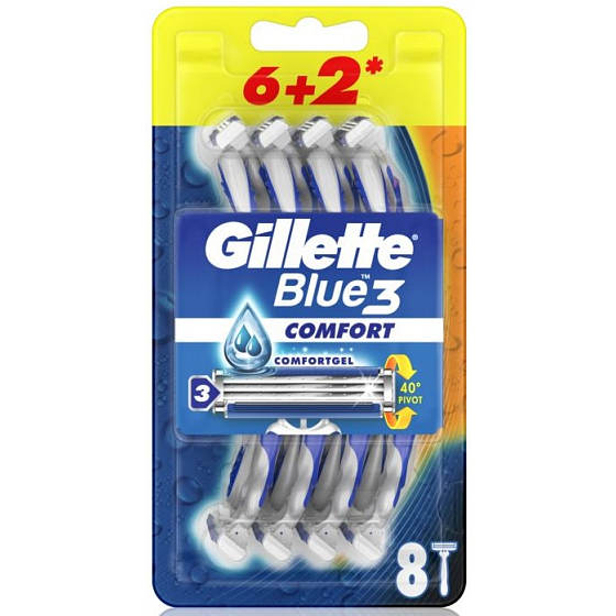 Gillette Blue 3 Comfort 3-blade razor for men, 8 pieces
