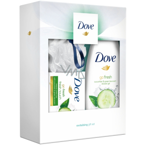 Dove Cucumber & Green Tea Shower Gel for Women 250 ml + Fresh Touch Toilet Soap 100 g + luxury shower sponge, cosmetic set