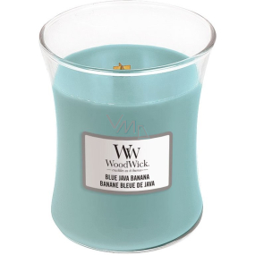 WoodWick Blue Java Banana - Hawaiian banana scented candle with wooden wick and lid glass medium 275 g