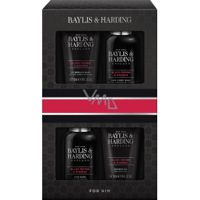 Baylis & Harding Men Black Pepper and Ginseng face cleansing gel 100 ml + body and hair cleansing gel 100 ml + aftershave 50 ml + shower gel 50 ml, cosmetic set