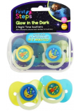 First Steps Glow in the Dark comforter shining in a box of blue-green 2 pieces