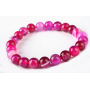 Agate pink lace bracelet elastic natural stone, ball 8 mm / 16 - 17 cm