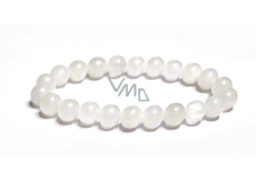 Quartz white bracelet elastic natural stone, bead 8 mm / 16-17 cm, the most perfect healer