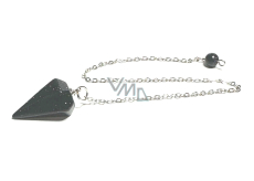 Goldstone blue Avanturine pendulum 2,5 cm + 18 cm chain with bead, stone of ambition