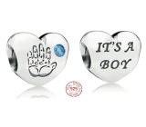 Charm Sterling silver 925 I love my little boy My Little Baby, bead heart on bracelet family