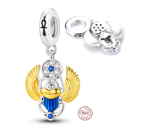 Charm Sterling silver 925 Egyptian Scarab, travel bracelet pendant