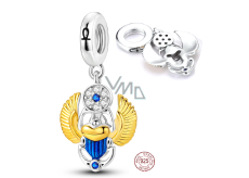 Charm Sterling silver 925 Egyptian Scarab, travel bracelet pendant