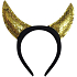 Devil's horns glittering, gold on the headband