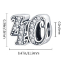 Charm Sterling silver 925 40 anniversary, bead on bracelet