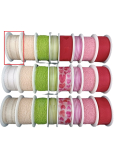 Nekupto Fabric ribbon Beige stripes 2,5 m x 25 mm